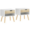 Delroum lot de 2 tables de chevet modernes avec tiroir et niche chêne blanc