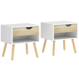 Delroum lot de 2 tables de chevet modernes avec tiroir et niche chêne blanc