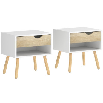 Delroum lot de 2 tables de chevet modernes avec tiroir et niche chêne blanc