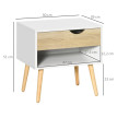 Delroum lot de 2 tables de chevet modernes avec tiroir et niche chêne blanc