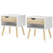 Delroum lot de 2 tables de chevet modernes avec tiroir et niche chêne blanc