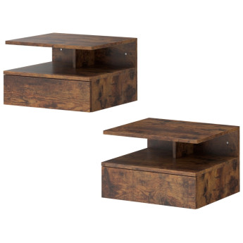 Produit Corraon Table de chevet murale avec tiroir marron rustique