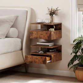 Produit Corraon Table de chevet murale avec tiroir marron rustique