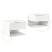 Table de chevet murale Valriara avec prises USB blanche