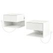 Table de chevet murale Valriara avec prises USB blanche