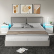 Arenne Table de chevet LED 2 tiroirs design moderne Blanc laqué