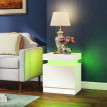 Arenne Table de chevet LED 2 tiroirs design moderne Blanc laqué