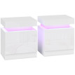 Arenne Table de chevet LED 2 tiroirs design moderne Blanc laqué