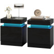 Lot de 2 chevets Arvik LED 2 tiroirs Bluetooth noir