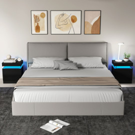 Lot de 2 chevets Arvik LED 2 tiroirs Bluetooth noir