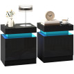 Lot de 2 chevets Arvik LED 2 tiroirs Bluetooth noir