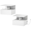Meuble de chevet Melova suspendu avec recharge et rangement blanc