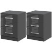 Erlen Table de chevet moderne 2 pièces 3 tiroirs gris