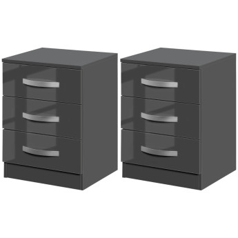Erlen Table de chevet moderne 2 pièces 3 tiroirs gris