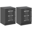 Erlen Table de chevet moderne 2 pièces 3 tiroirs gris
