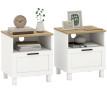 Table de chevet Falier avec tiroir et niche bois blanc