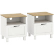Table de chevet Falier avec tiroir et niche bois blanc