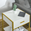 Tables de chevet Harena modernes avec tiroir et étagère Blanc et Or