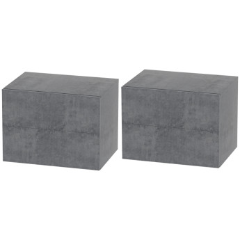 Emac Tables de Chevet Suspendues 2 Tiroirs Gris Ciment