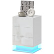 Table de chevet Lara LED moderne 3 tiroirs blanc