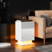 Table de chevet Lara LED moderne 3 tiroirs blanc