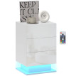 Table de chevet Lara LED moderne 3 tiroirs blanc