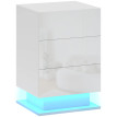 Table de chevet Lara LED moderne 3 tiroirs blanc