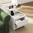 Table de chevet Rosora avec station de charge USB tiroir étagères blanc
