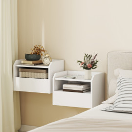 Lot de 2 tables de chevet Calelas flottantes avec station de charge blanc