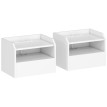 Lot de 2 tables de chevet Calelas flottantes avec station de charge blanc