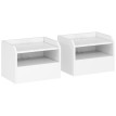 Lot de 2 tables de chevet Calelas flottantes avec station de charge blanc