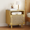 Mervaia Table de chevet bohème porte en corde papier chêne