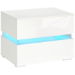 Table de chevet Belroenne LED RGB 2 tiroirs blanc