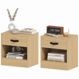 Table de chevet Avoena lot de 2 tiroir compartiment ouvert naturel