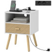 Table de chevet Valua station de charge tiroir USB C blanc