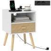 Table de chevet Valua station de charge tiroir USB C blanc