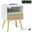 Table de chevet Valua station de charge tiroir USB C blanc
