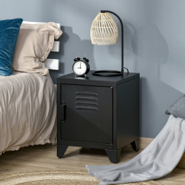 Table de nuit Ylolys table d'appoint métal industriel noir