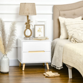 Table de chevet Faline 2 tiroirs moderne bois pin blanc