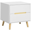 Table de chevet Faline 2 tiroirs moderne bois pin blanc