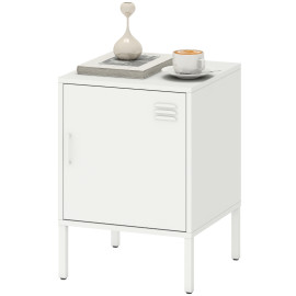 Table de chevet Taloal acier étagère réglable polyvalente blanche