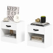 Estvis Pack de 2 tables de chevet avec tiroir et compartiment ouvert blanc