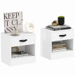 Estvis Pack de 2 tables de chevet avec tiroir et compartiment ouvert blanc