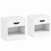 Estvis Pack de 2 tables de chevet avec tiroir et compartiment ouvert blanc