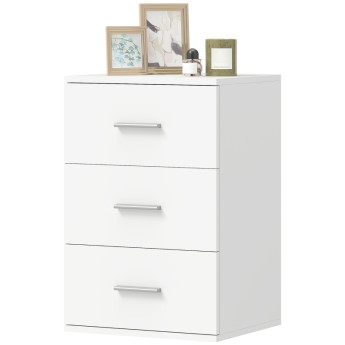 Table de chevet Doray 3 tiroirs MDF chambre blanc