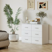 Table de chevet Doray 3 tiroirs MDF chambre blanc