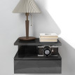 Deleras Tables de chevet flottantes modernes noir brillant