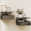 Deleras Tables de chevet flottantes modernes noir brillant