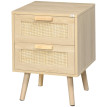 Table de chevet Larono boho avec tiroirs bois naturel