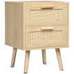 Table de chevet Larono boho avec tiroirs bois naturel
